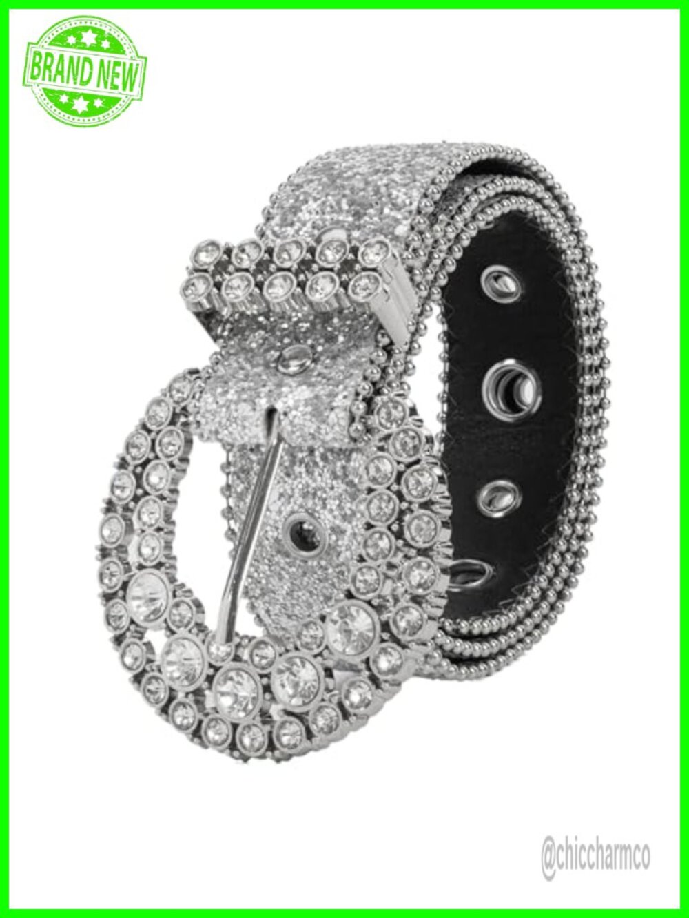 Rhinestone Western Belt Bling Cowgirl PU Leather Diamond Buckle